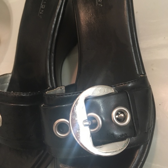 Fioni black wedges with silver buckle. Worn once! - Picture 3 of 3